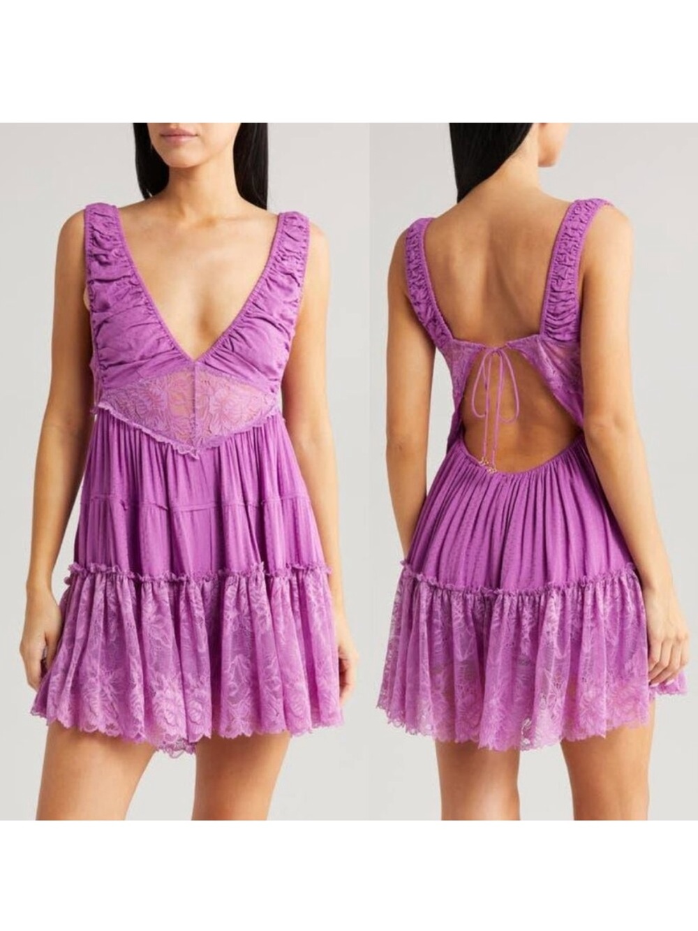 Free People Purple Backless Tiered Romper - Picture 7 of 7